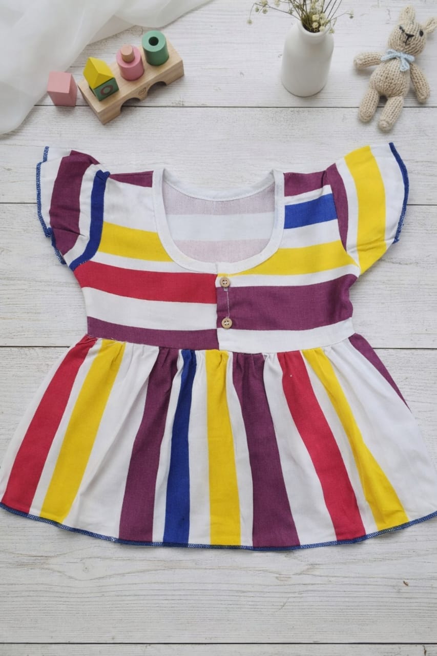 Color Striped Cotton Frocks (0-5 Months) – Girls