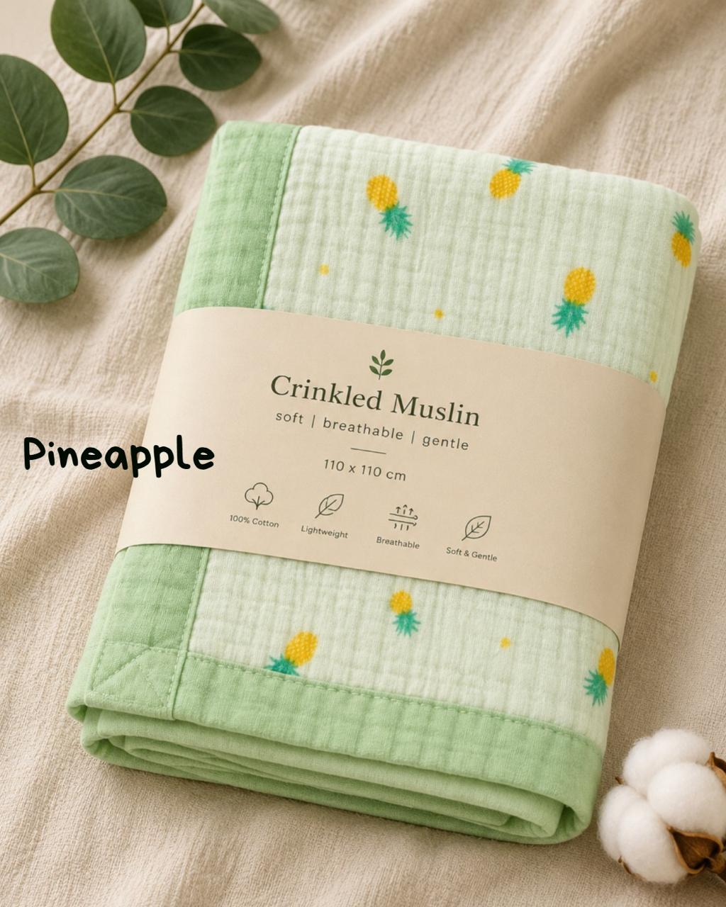 6 Layer Crinkled Muslin blankets | 110*110cms | Premium Muslin for baby and toddlers