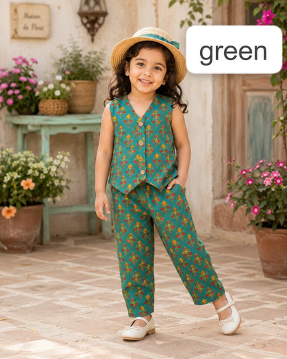 Stylish W-Cut Indo western cotton Coords 2yts to 9yrs