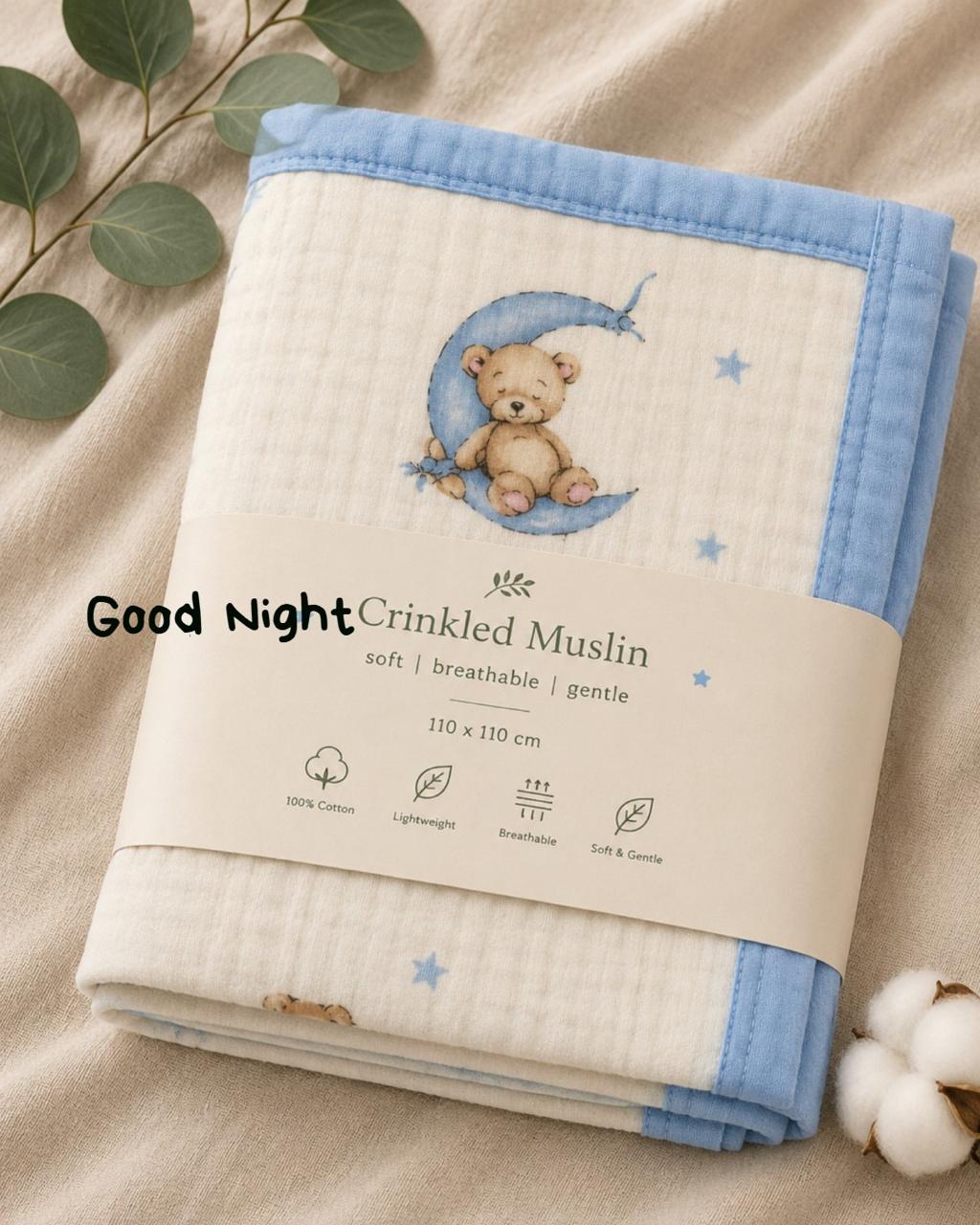 6 Layer Crinkled Muslin blankets | 110*110cms | Premium Muslin for baby and toddlers