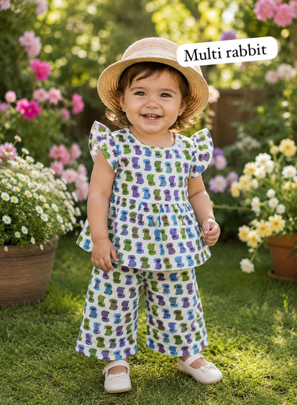 Muslin Peplum Co-ord Set for Girls | Pure Cotton | 1-5 Years