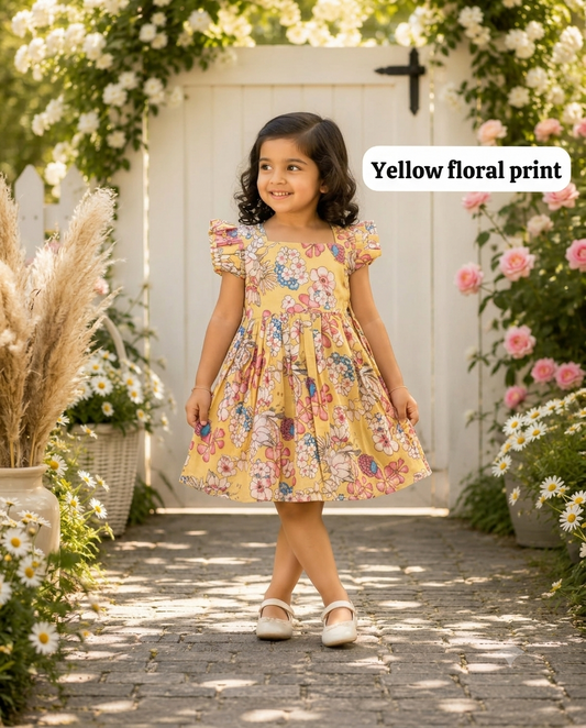 Pure cotton frill sleeve frocks | Jaipuri frocks- Floral Edition| 1-9yrs