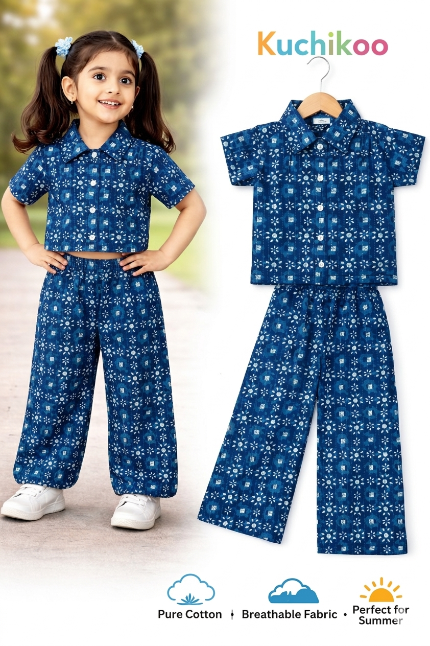 Pure Cotton Palazzo Set with Crop Top