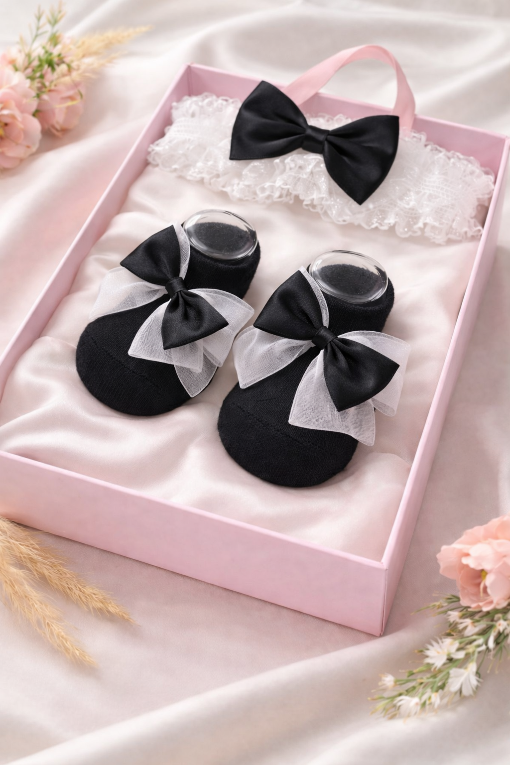 Korean Bow Hairband and Socks (0-6 Months) – Girls
