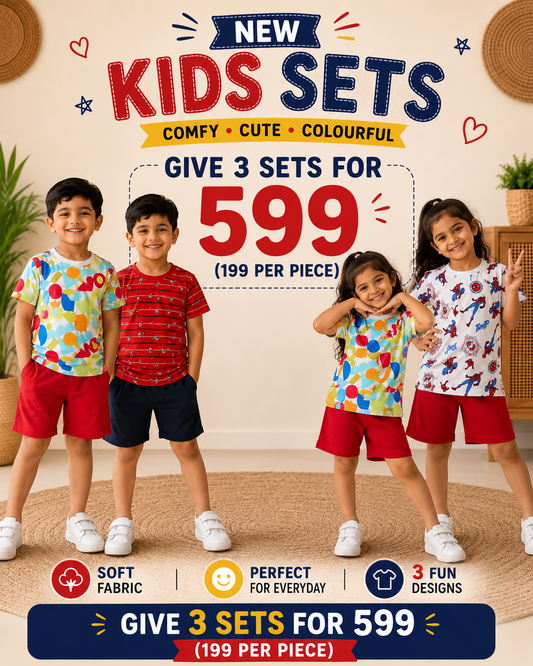 Unisex short sets | 2-9 years | buy 3 for 599/-