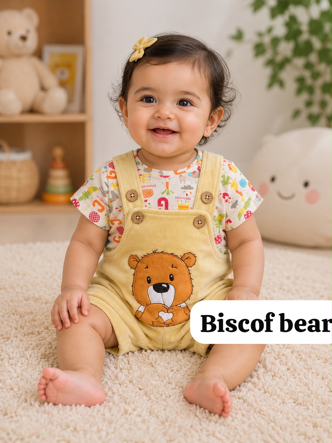 Baby velour Dungaree Sets for  0-1yr | Playful and Comfort Edition