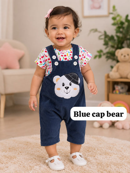 Baby velour Dungaree Sets for  0-1yr | Playful and Comfort Edition