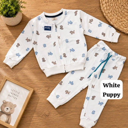 Unisex zipper Sweat Shirts Sets for 6m to 3yrs | loop knit Fabric