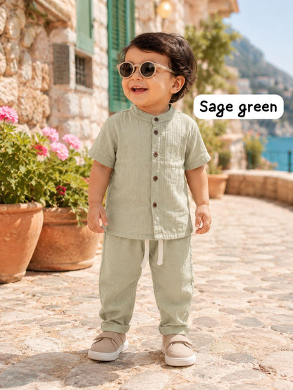 Boys Muslin coord sets| summer boys full pant sets
