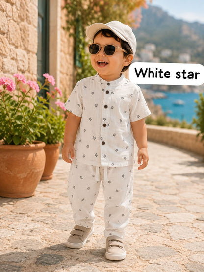Boys Muslin coord sets| summer boys full pant sets