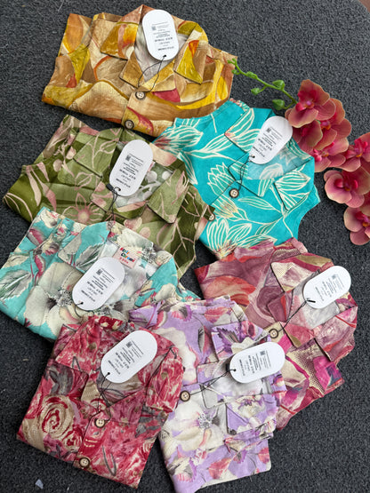 Pretty collar Front Button Floral Coord Sets for 2yrs to 5yrs