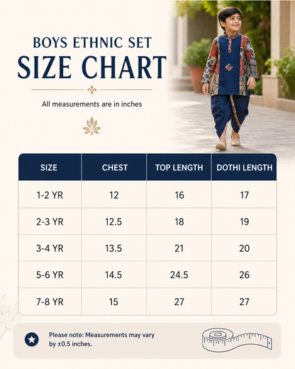 Boys Hand Block Kurta-Dhoti sets | 9m to 8yrs | Ethnic Collection