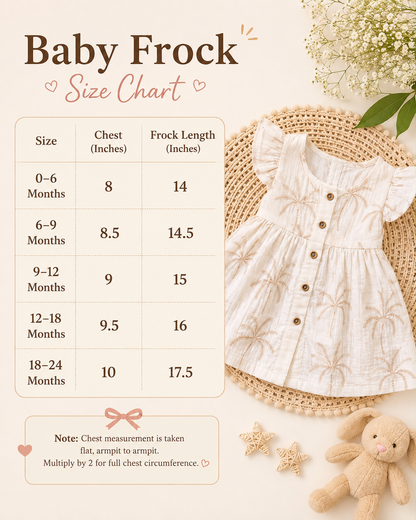 Baby Muslin full open button frocks (0-24 m), Soft & Comfortable