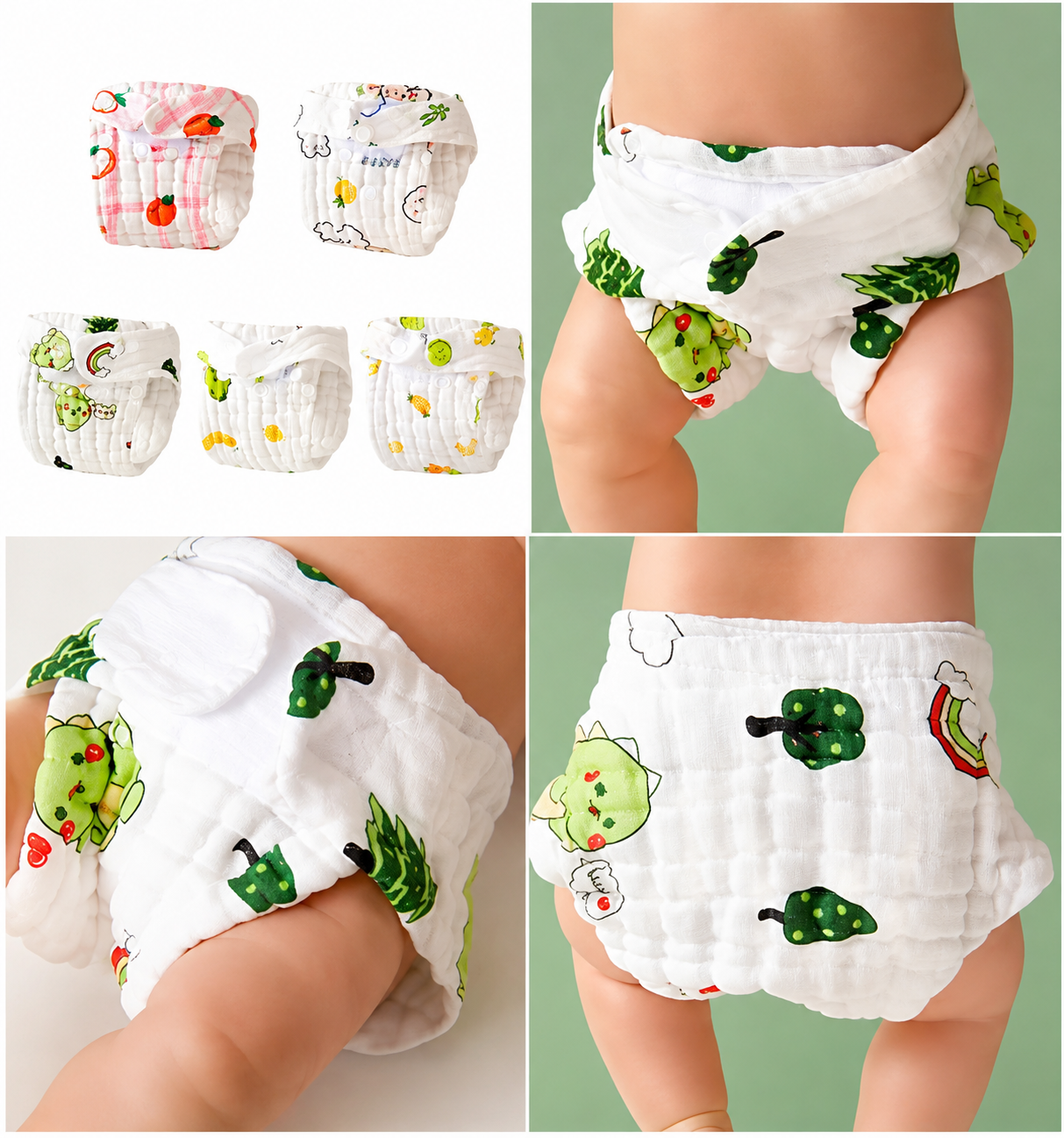 6layer  Crinkled muslin Reusable Langots newborn-3months