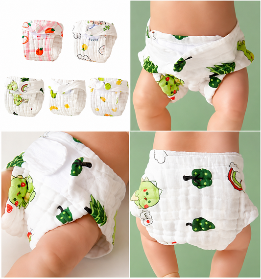 6layer  Crinkled muslin Reusable Langots newborn-3months