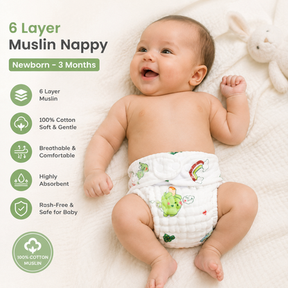 6layer  Crinkled muslin Reusable Langots newborn-3months