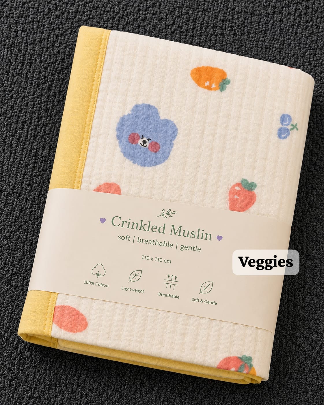 6 Layer Crinkled Muslin blankets | 110*110cms | Premium Muslin for baby and toddlers