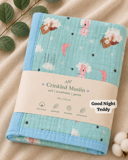 6 Layer Crinkled Muslin blankets | 110*110cms | Premium Muslin for baby and toddlers