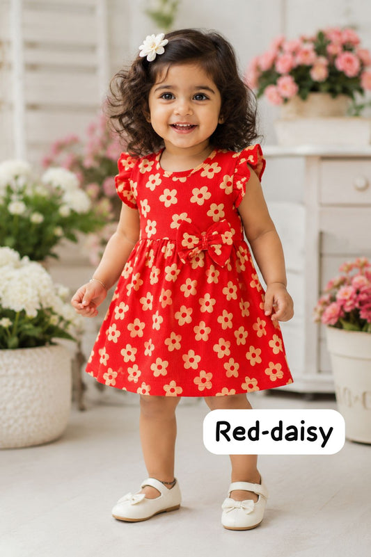 soft Ribbed Cotton Bow Frocks