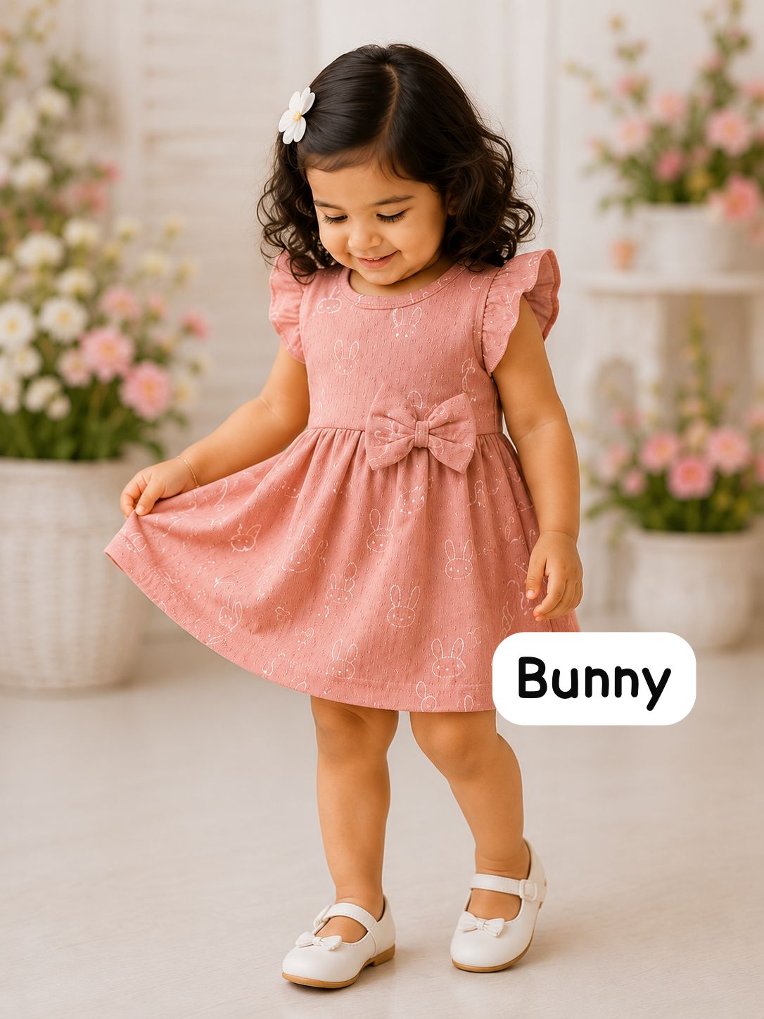 soft Ribbed Cotton Bow Frocks