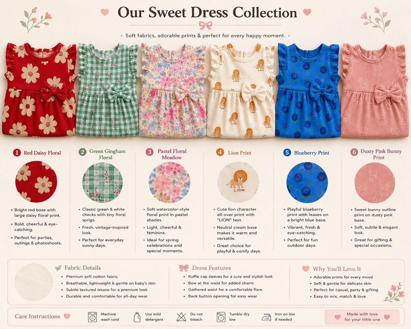 soft Ribbed Cotton Bow Frocks