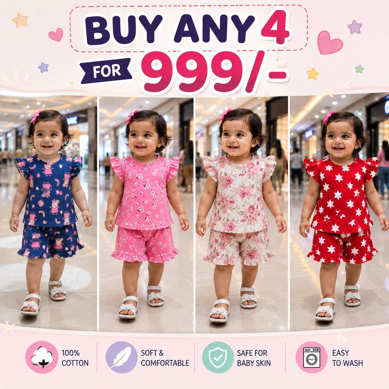 Frill Hand Short Sets | 6m to 3yrs