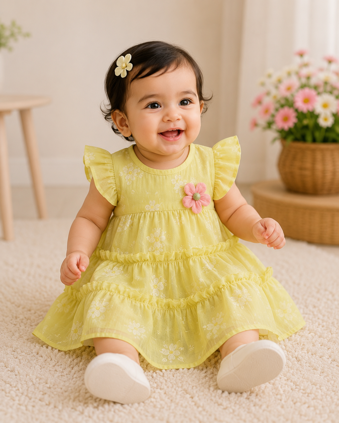 Korean Sunshine Bloom Layered Dress