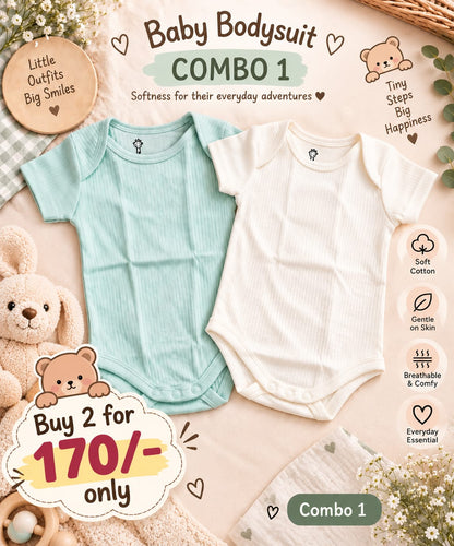 Premium Onesies For (0-6 Months )| Combo of 2 | Soft and Breathable