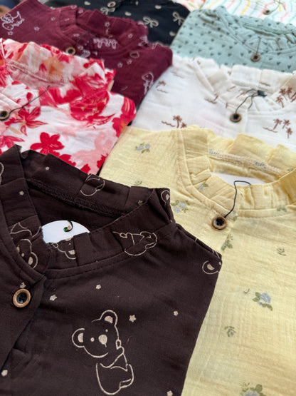 Muslin Frill Collar Cord Sets, 2yrs - 6yrs, Muslin top and pant, Loved by many