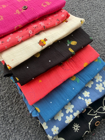 Ruffled Chinese Neck Muslin Sets for 1yr to 3yrs