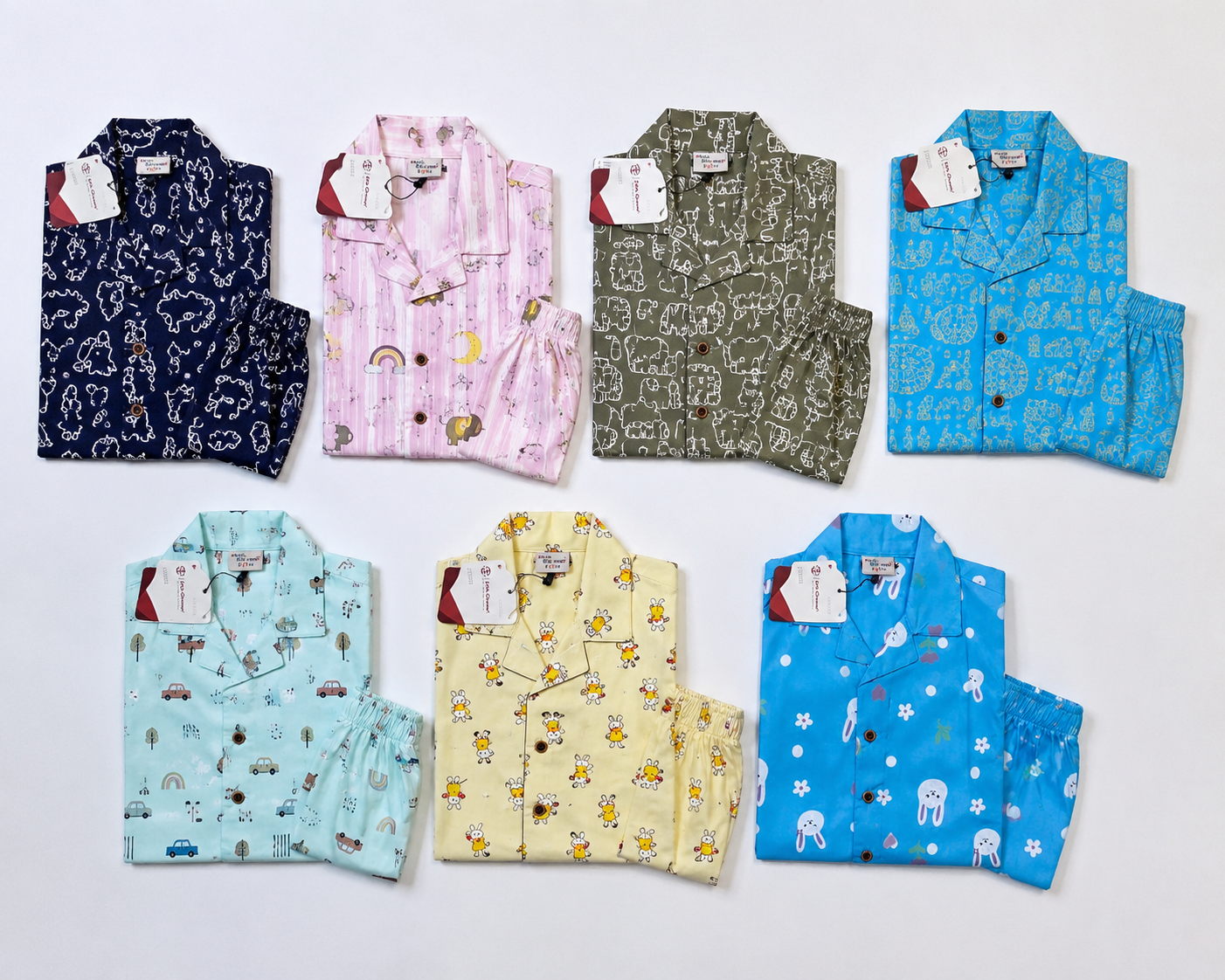 Unisex cotton Collar Pyjama Sets | 18m to 6 yrs)