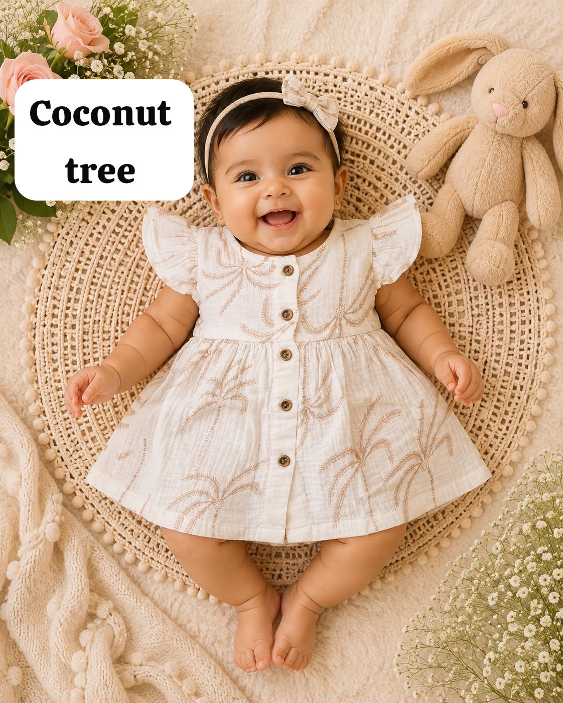 Baby Muslin full open button frocks (0-24 m), Soft & Comfortable