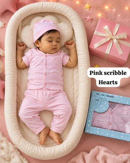 Cute and Cozy Baby  3-Pice Suit - Hat, Top and Trousers,New born To 9 Months, unisex