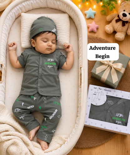 Cute and Cozy Baby  3-Pice Suit - Hat, Top and Trousers,New born To 9 Months, unisex