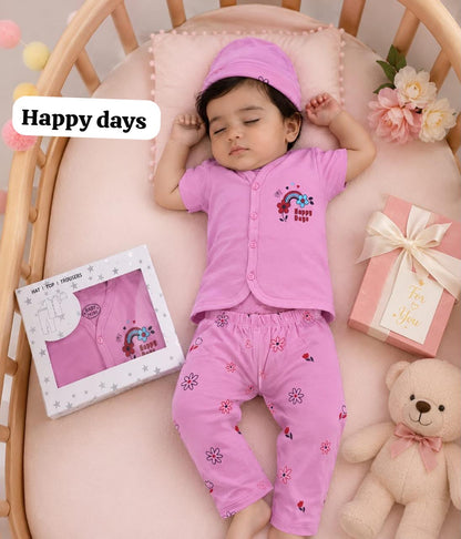 Cute and Cozy Baby  3-Pice Suit - Hat, Top and Trousers,New born To 9 Months, unisex