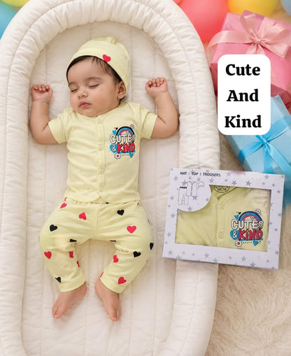 Cute and Cozy Baby  3-Pice Suit - Hat, Top and Trousers,New born To 9 Months, unisex
