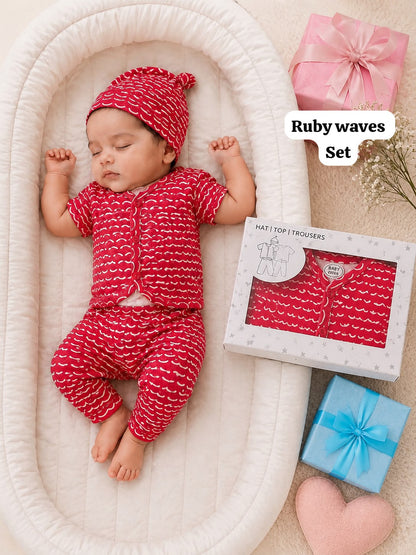Cute and Cozy Baby  3-Pice Suit - Hat, Top and Trousers,New born To 9 Months, unisex