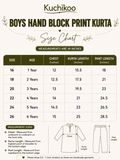 Boys Hand Block Print Kurta Sets, 1Year To 7 Years