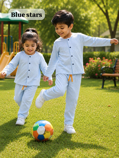 Kids full Sleeve Snap Button Pant Sets, Unisex for 18Months to 5Years