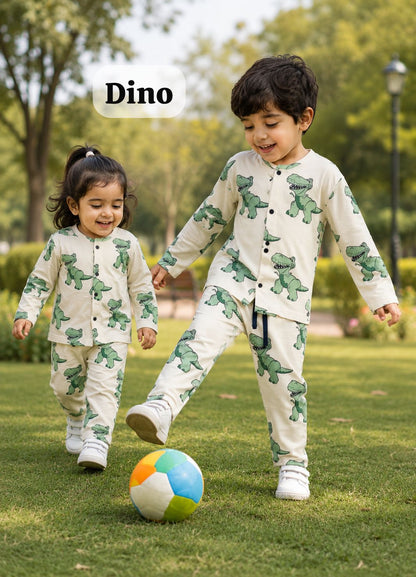 Kids full Sleeve Snap Button Pant Sets, Unisex for 18Months to 5Years