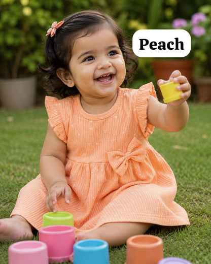 soft Ribbed Cotton Bow Frocks