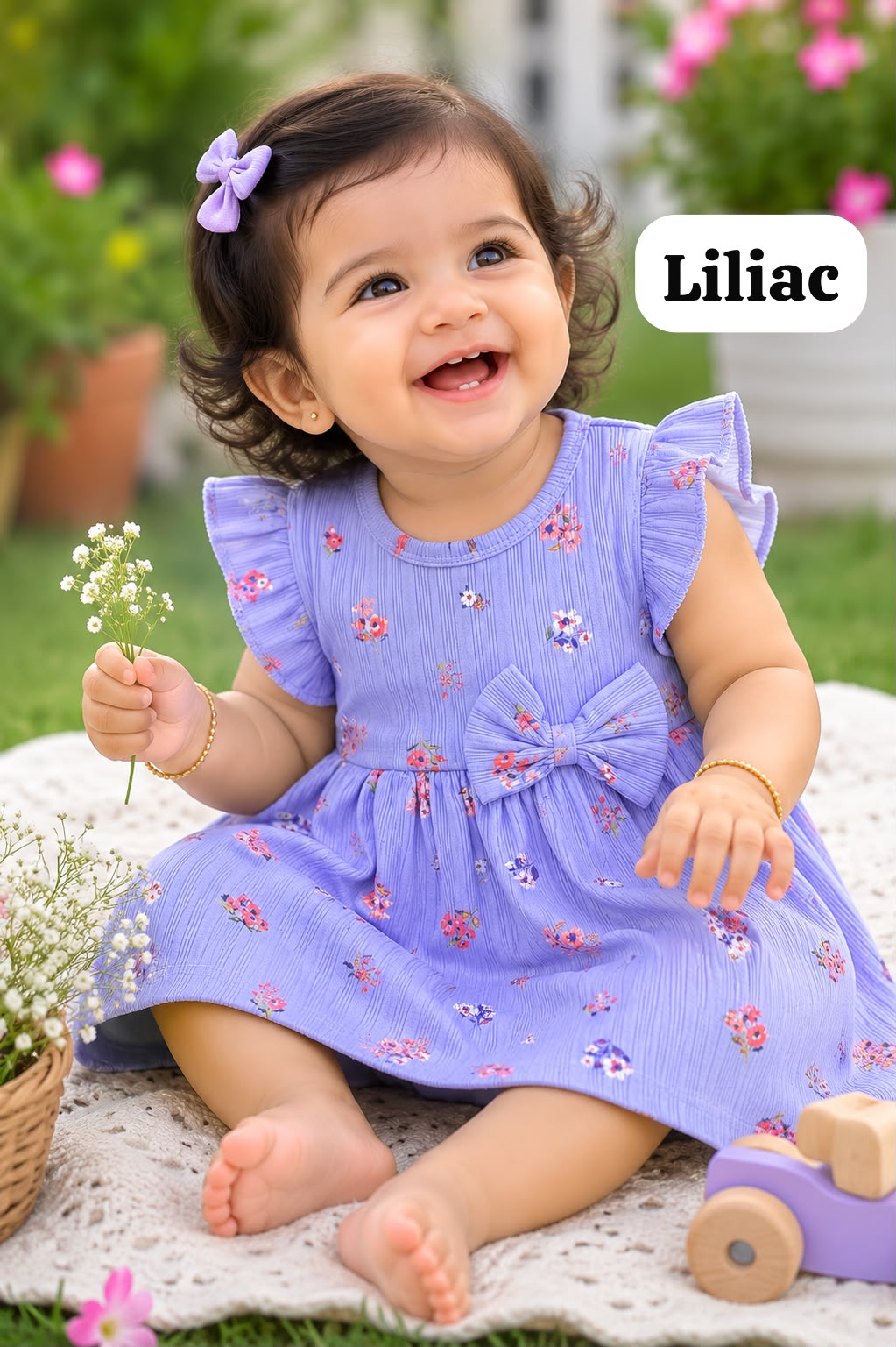 soft Ribbed Cotton Bow Frocks