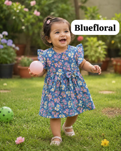 soft Ribbed Cotton Bow Frocks
