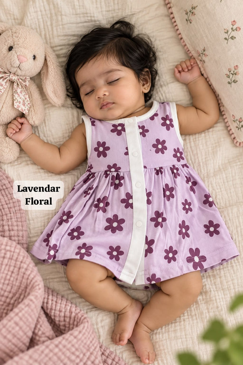 Snap Button Short Frocks for 0 to 6 Months baby Girls