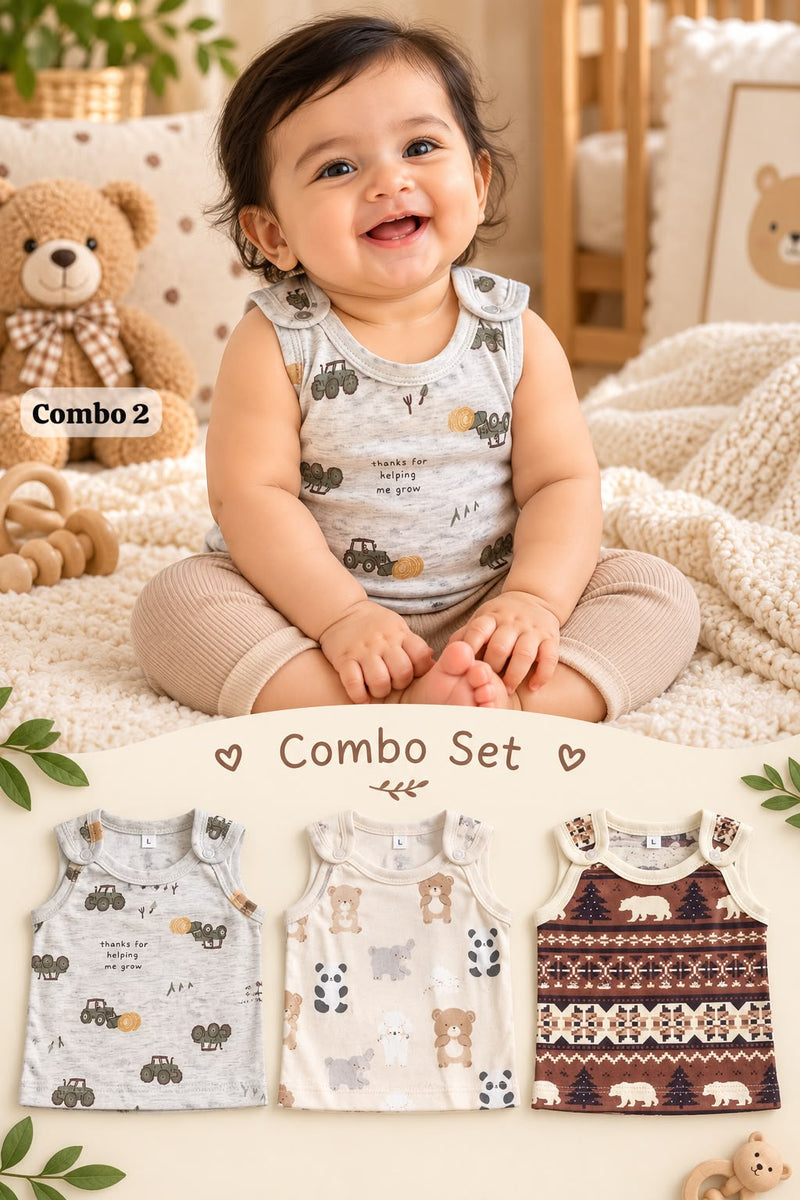 Jablas ,Sleeveless Baby  Tops,Unisex ,6 To 12 Months , Combo’s