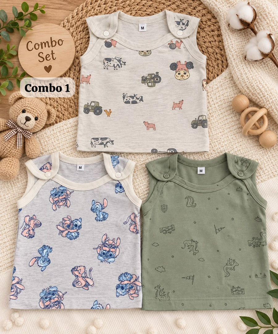 Sleeveless Baby Vest , upper Buttons, Unisex, 3-6 Months