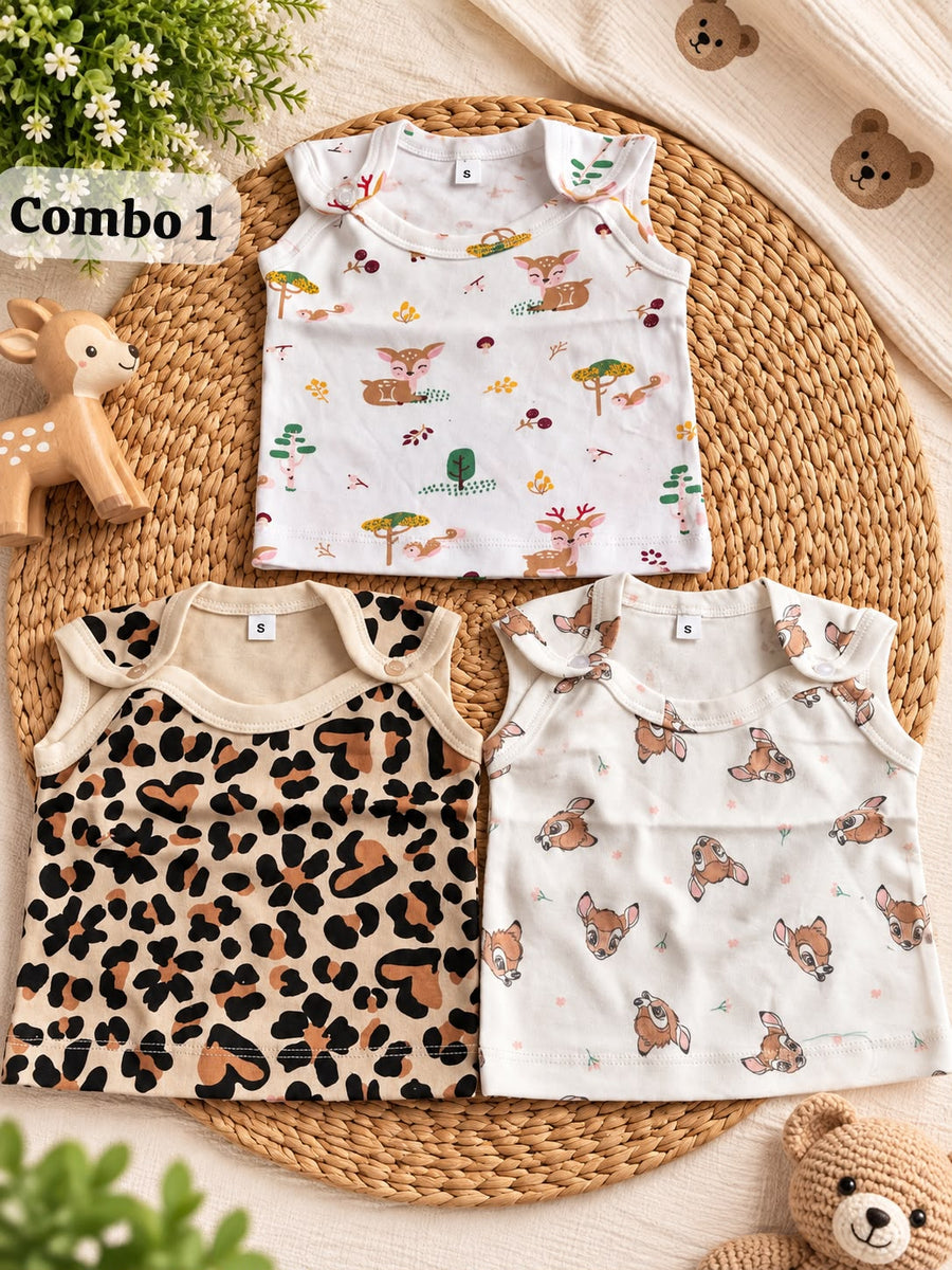Sleeveless Baby Vest, Unisex , Newborn To 3 Months , Combos