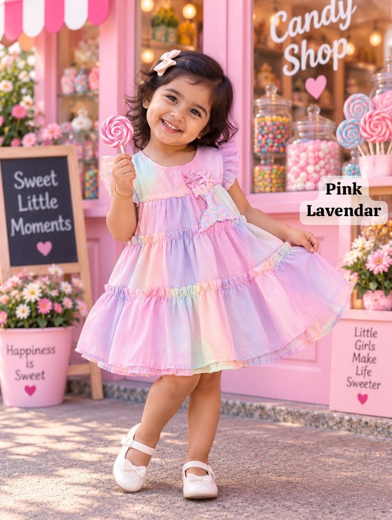 Korean Mermaid Rainbow Party Frock , 6months to 3yrs, Fashionable Wear