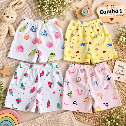 Unisex Shorts pack of 4 , newborn To 3 years