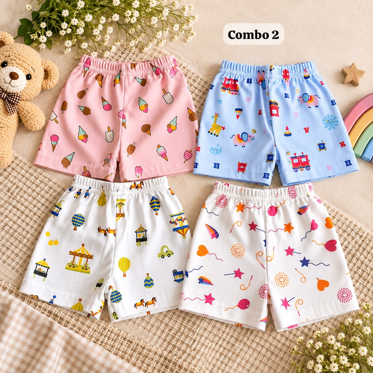 Unisex Shorts pack of 4 , newborn To 3 years